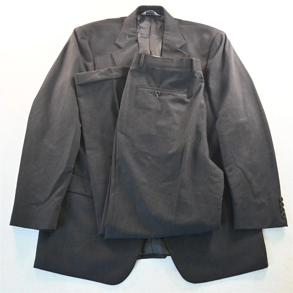 Pronto Uomo‎ 42L 36x32 Gray 100% Wool Italy Made Mens Jacket Pants Suit